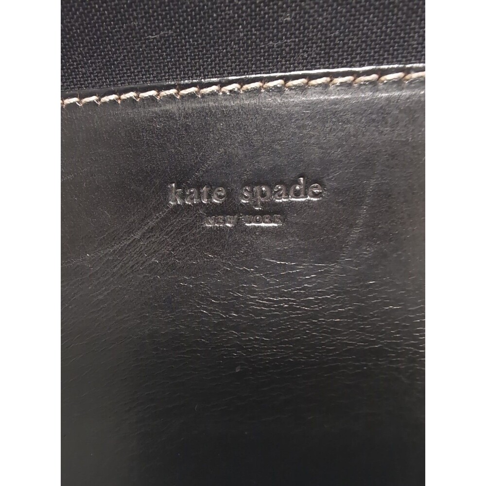 KATE SPADE BLACK CANVAS LEATHER PURSE BAG NEW YORK Beautiful - Picture 2 of 16